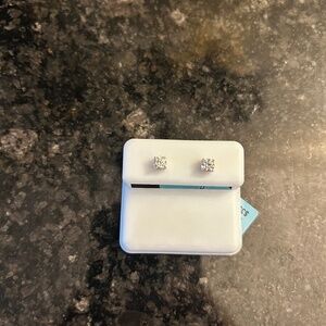 Sterling Silver Moissanite Stud Earrings – 0.441 Carat Each (0.882 CTTW)